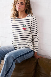 Kireina II Cherry Top - White with Navy