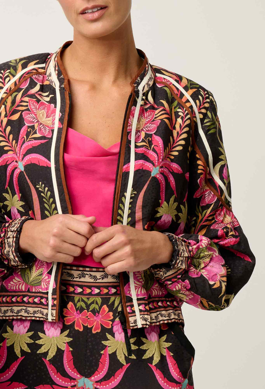 OnceWas II ARABELLA Reversible Viscose Detail Jacket - Anthos Lotos / Black
