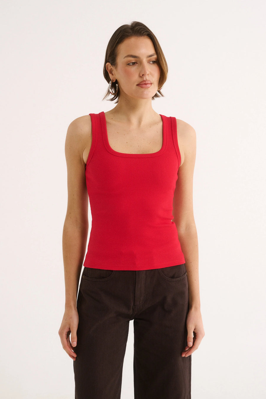 PRIMI II HARMONY SQUARE NECK TANK - Red