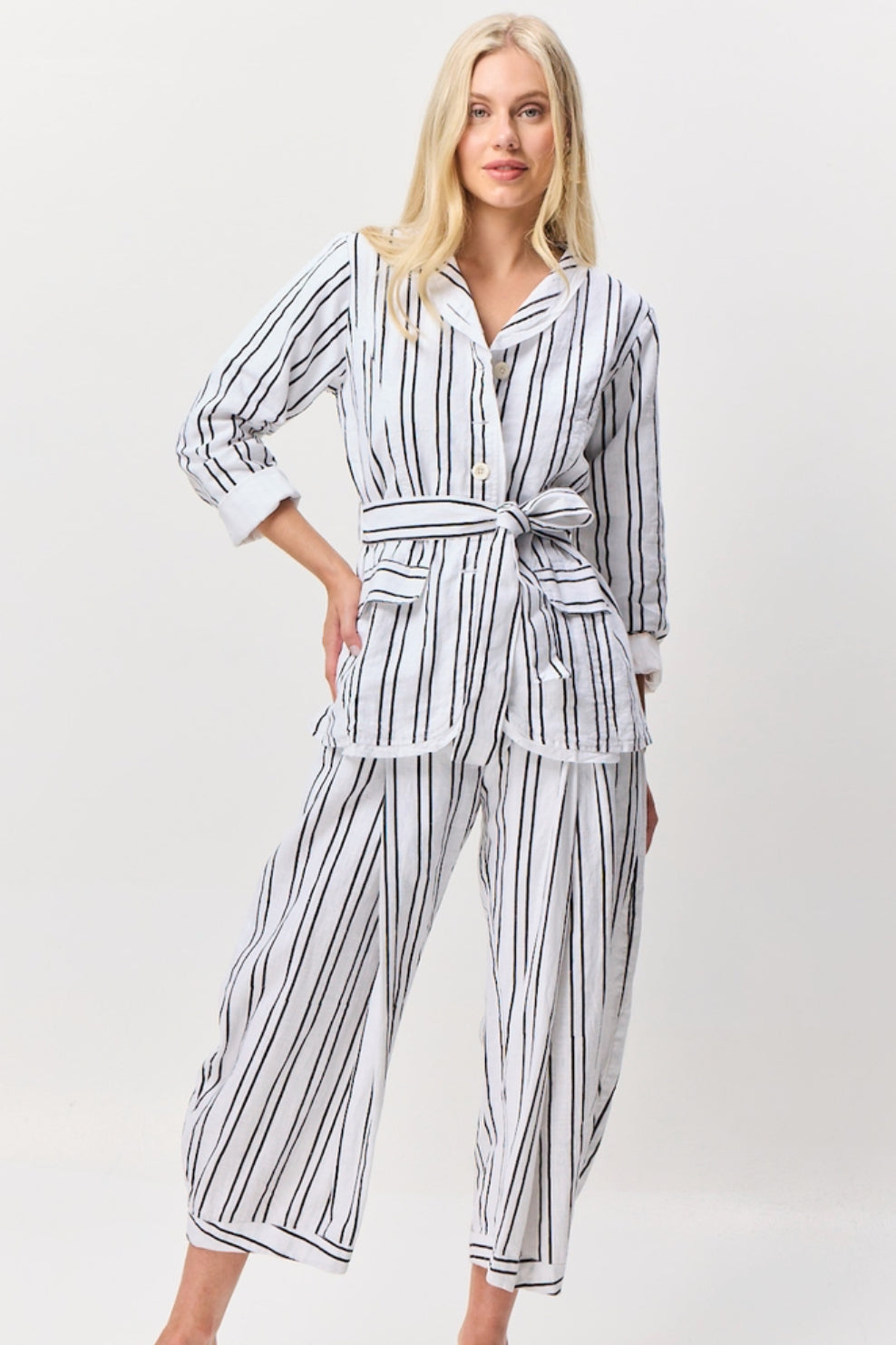 VALIA II MAGNOLIA Jacket - Black/White Stripes