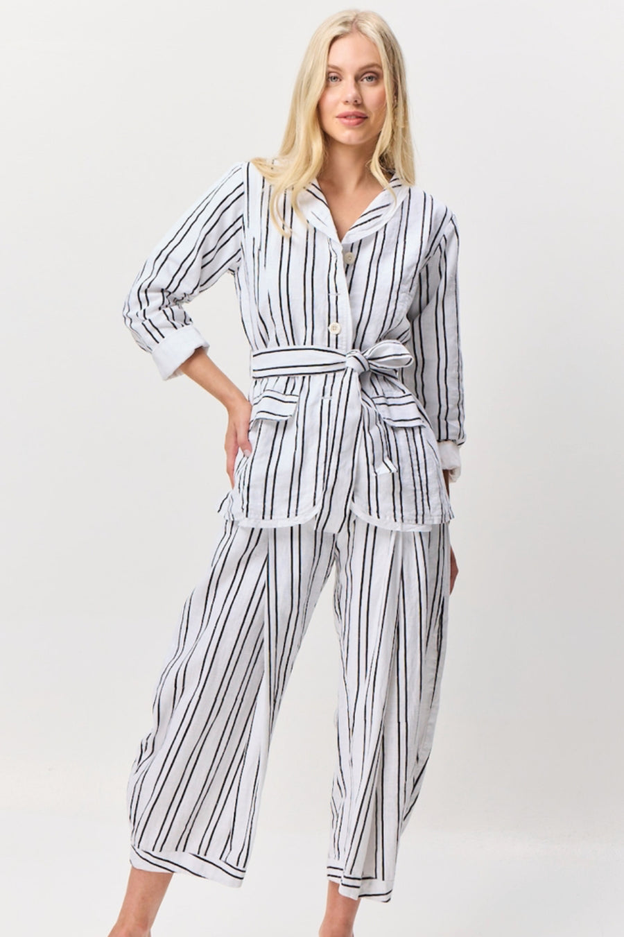 VALIA II MAGNOLIA Pant - Black/White Stripes