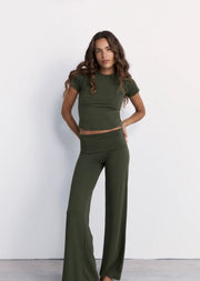 Pinky & Kamal II FULL Length YIN Flare - khaki