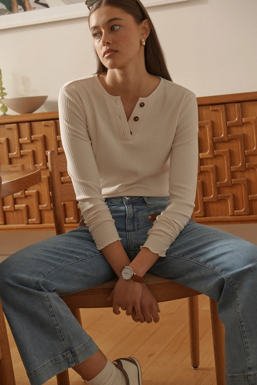 Kireina II HEATHER Ribbed Top - vanilla