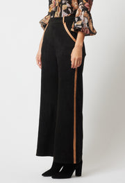 Oncewas II DANXIA Faux Suede Contrast Pant - black