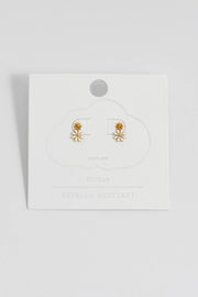 Estella Bartlett II White Enamel Double Flower Studs - Gold plated