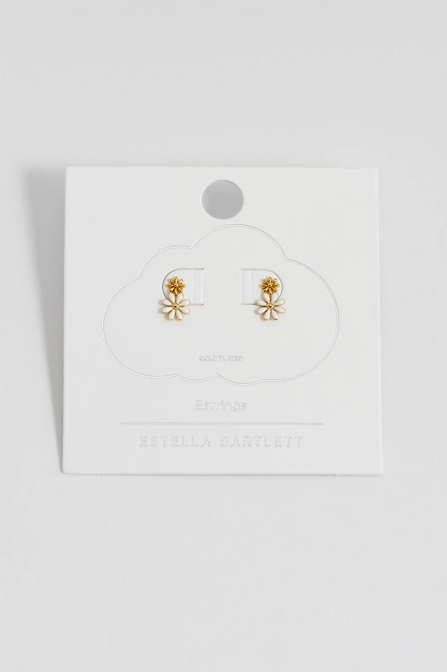Estella Bartlett II White Enamel Double Flower Studs - Gold plated