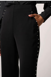 Oncewas II PETITE MARCELA PEARL EMBELLISHED VISCOSE STRETCH PANT - Black /Pearl