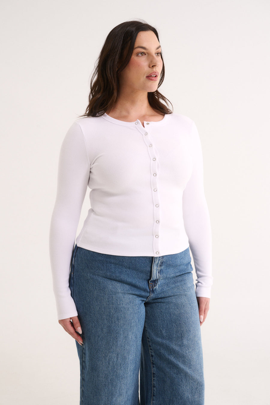 PRIMI II CATERINA SNAP BUTTON TOP - White