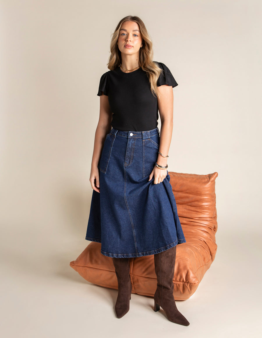 Foxwood II POTTER Denim Skirt - denim blue
