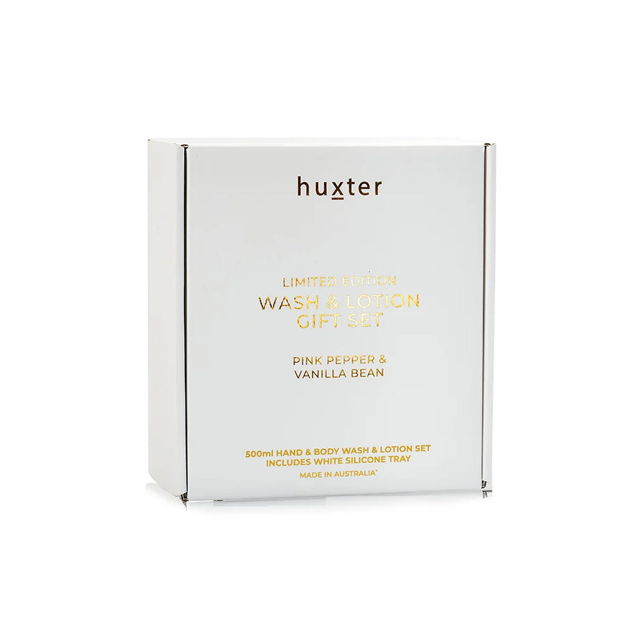 Huxter II WASH & LOTION GIFT SET with silicone tray - Pink Pepper/Vanilla Bean