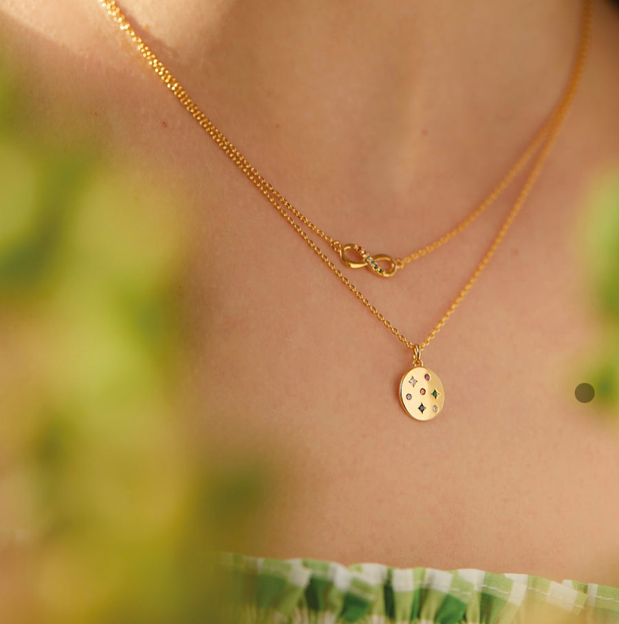 Estella Bartlett II Mix CZ Coin Necklace - Gold Plated