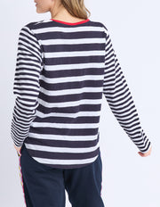 Foxwood II ALL SORTS LONG SLEEVE TOP - Midnight/White Striped