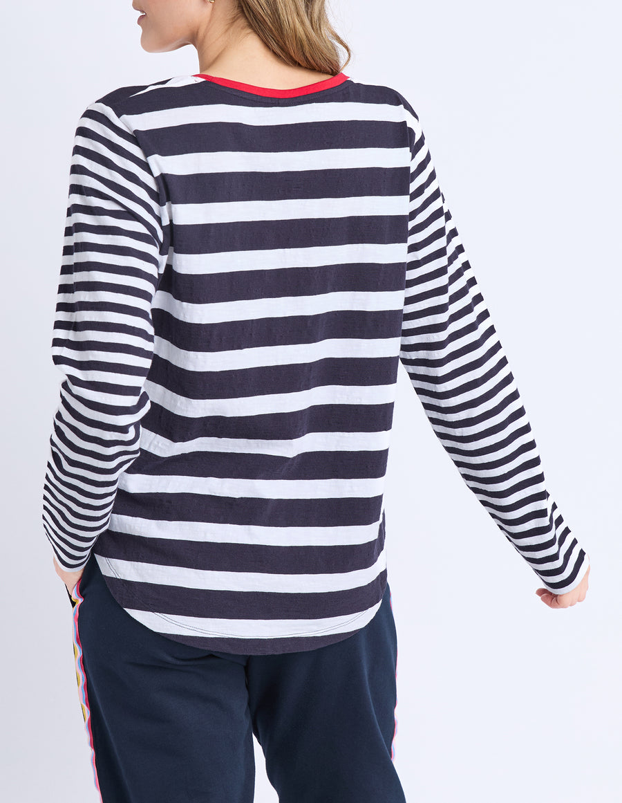 Foxwood II ALL SORTS LONG SLEEVE TOP - Midnight/White Striped