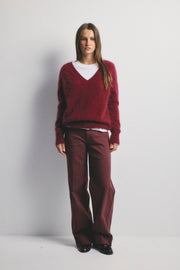 World Of Nomads II OLIVIA Cashmere V-Neck Sweater -Cerise