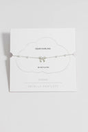 Bow With Pearl Beaded Chain Bracelet - Silver