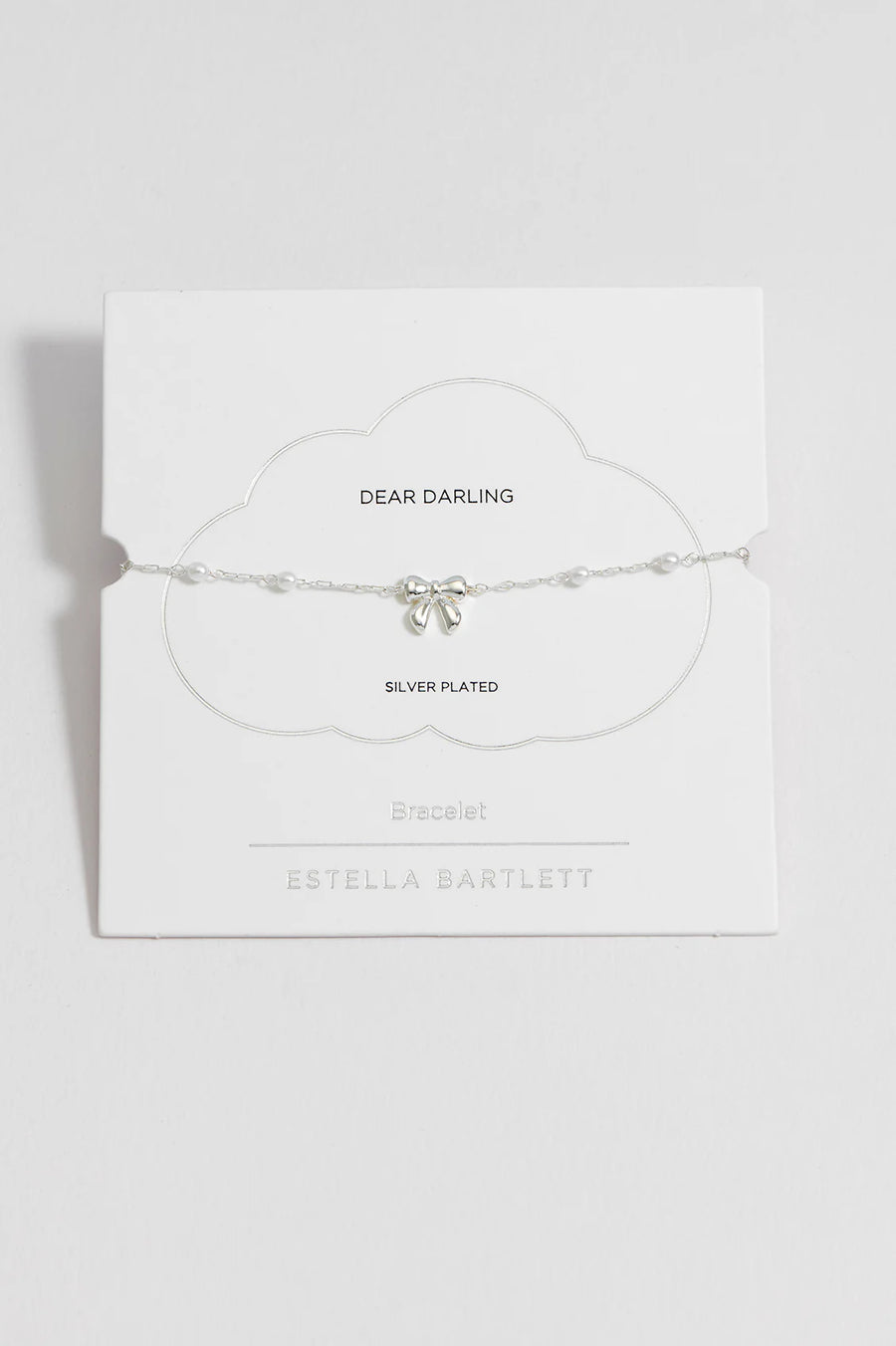 Estella Bartlett II Bow with Pearl Beaded Chain Bracelet - Silver