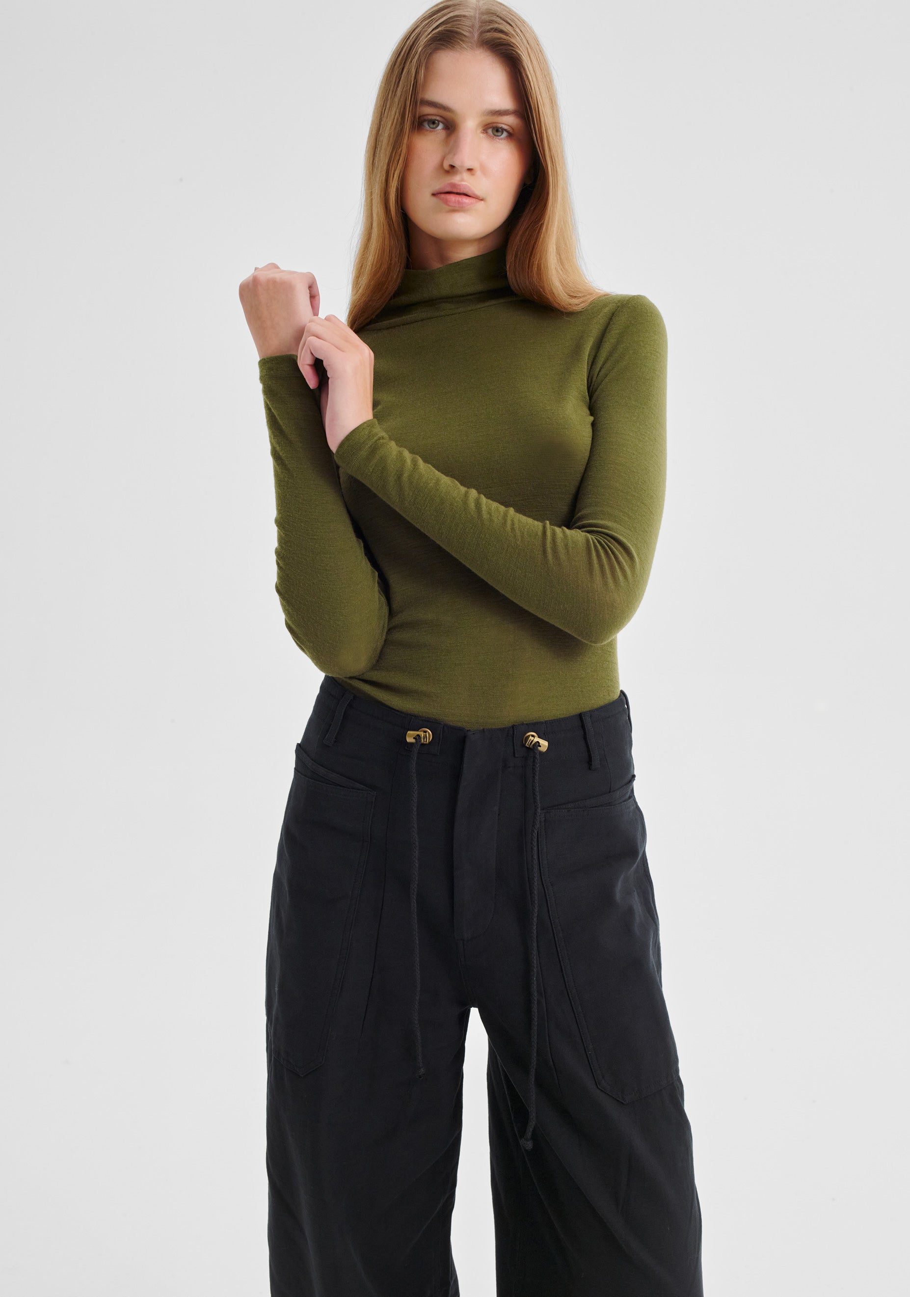Morrison II MORRI Merino High Neck - avocado
