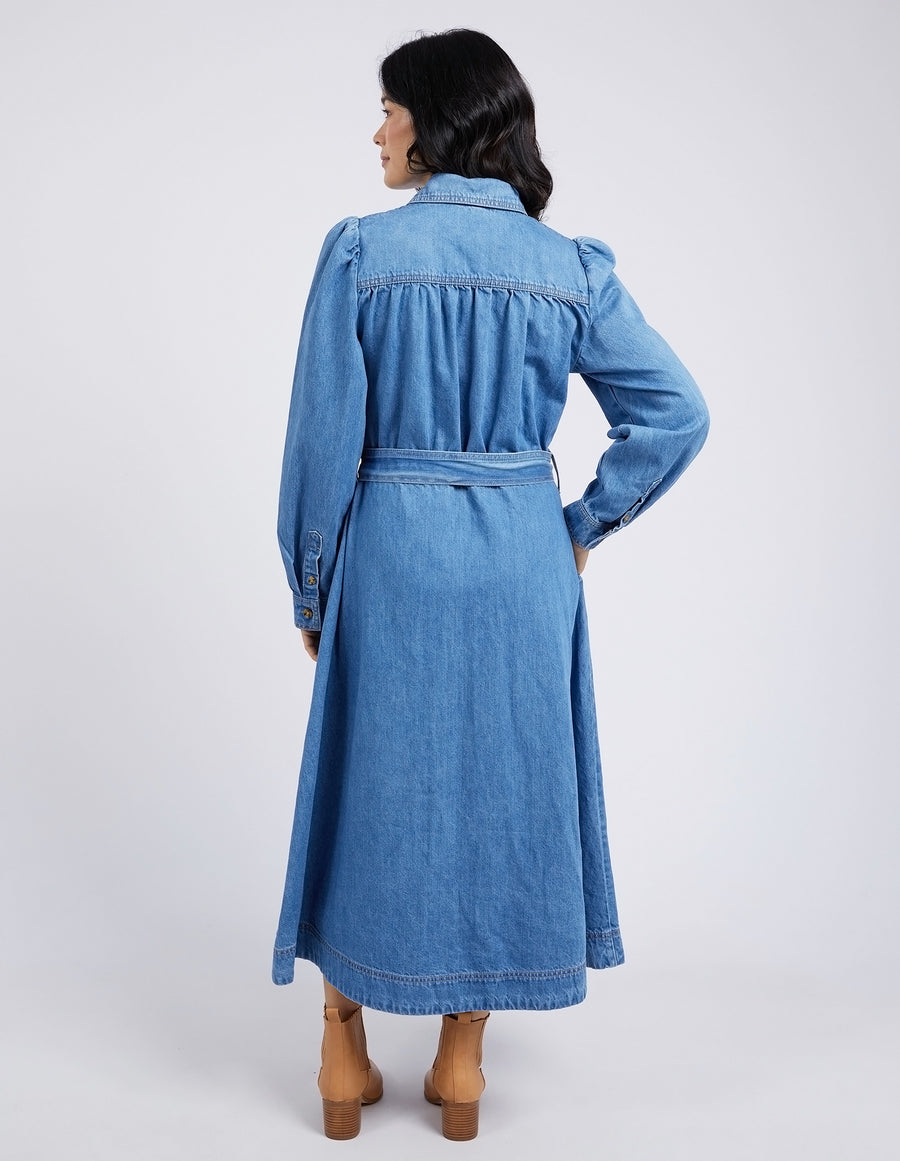 Elm Lifestyle II LUCINDA Denim Shirt Dress - Mid Blue Wash
