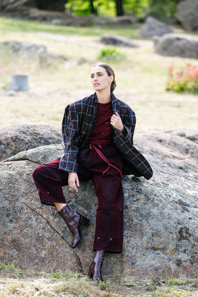 Maud Dainty II SKYE JACKET - Navy/Red Check