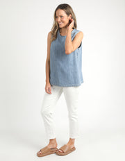 Elm Lifestyle II CURTIS Chambray Tank - Blue Wash