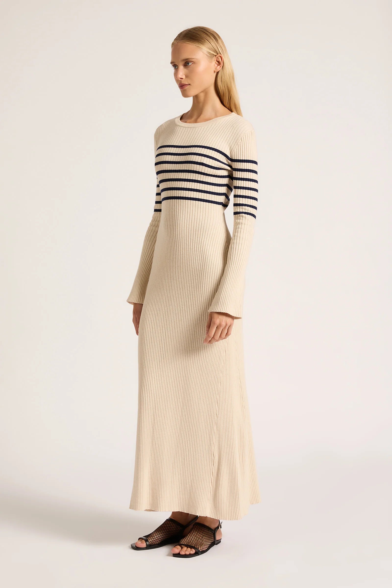 Nude Lucy II YOKO Maxi Knit Dress - Cloud Stripe