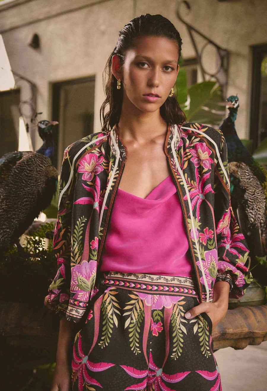 OnceWas II ARABELLA Reversible Viscose Detail Jacket - Anthos Lotos / Black