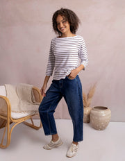 Elm Lifestyle II ELIZA Boat neck tee - choc stripe
