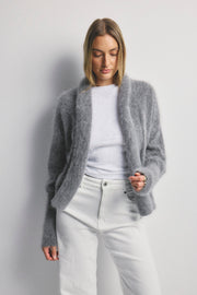 World Od Nomads II ZOE Cropped Open Cashmere Cardigan - Charcoal