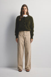 World of Nomads II FRANKIE Cashmere Crew Neck Cardigan - Moss