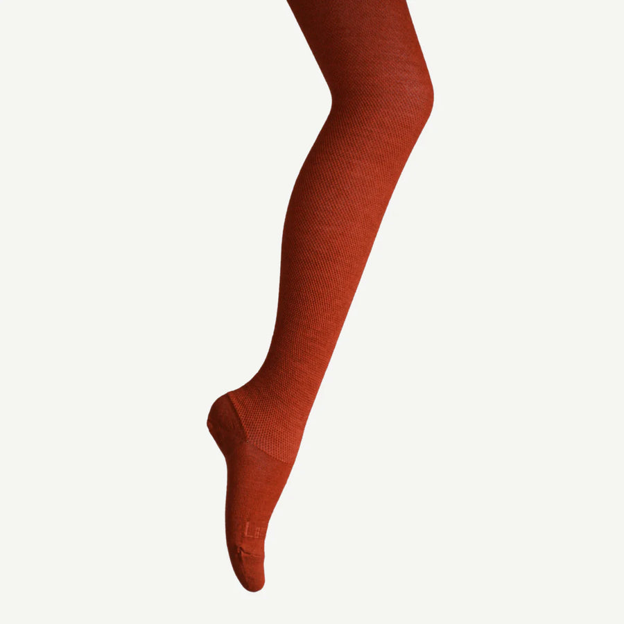 Lamington II Merino Wool Textured Knit Tights - Spice