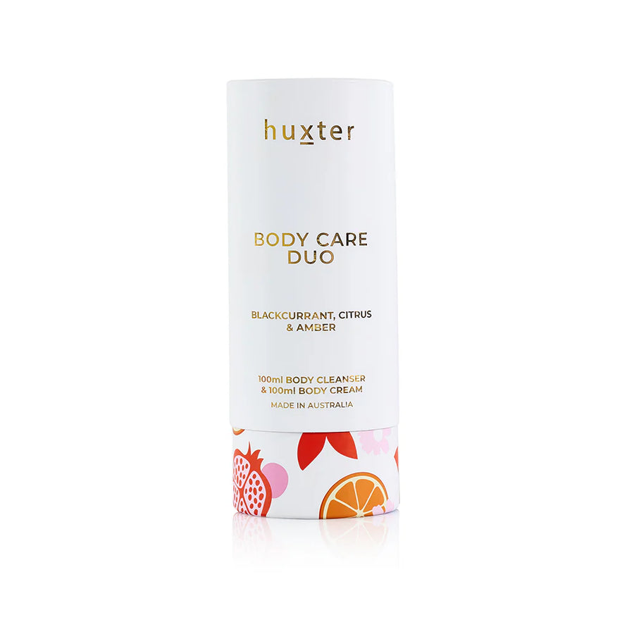 Huxter II Body Care Duo - Xmas Flowers Collection - 100ml Body Cleanser & 100ml Body Cream - Blackcurrant, Citrus & Amber