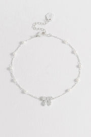 Estella Bartlett II Bow with Pearl Beaded Chain Bracelet - Silver