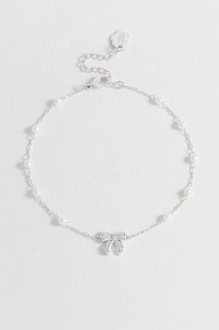 Estella Bartlett II Bow with Pearl Beaded Chain Bracelet - Silver