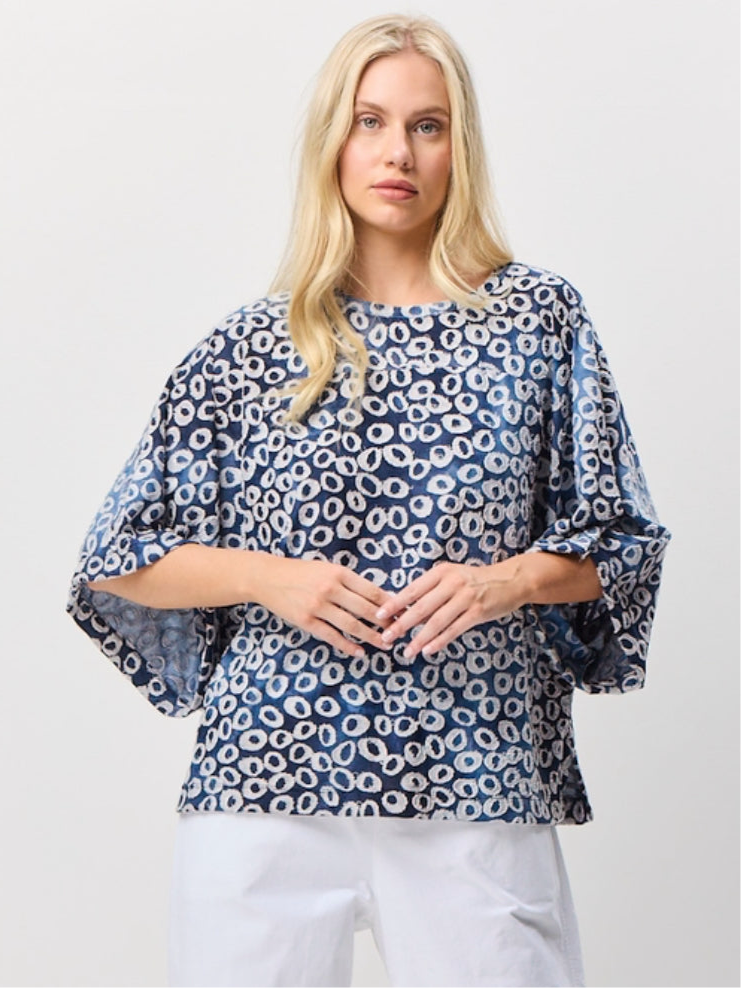 VALIA II BREEZE Blouse - Blue Jacquard