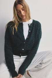 World Of Nomads II AVA Alpaca Cardigan - Dark Green
