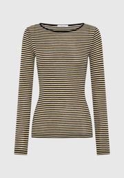 Morrison II MORRI Merino Stripe Round Neck - birch/black