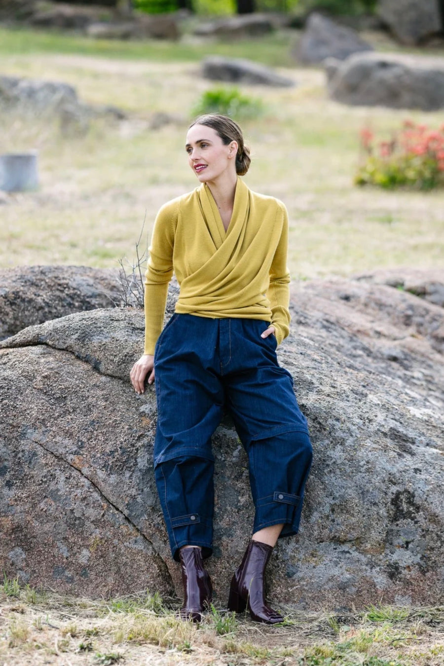 M.A DAINTY II SOHO Wrap Cardi - Choc