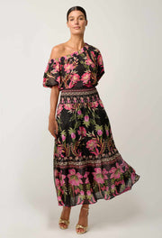 OnceWas II CORDELIA Placement Silk Cotton Skirt - Anthos Lotos