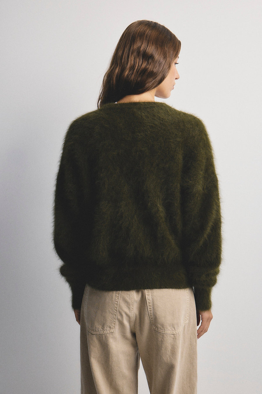 World of Nomads II FRANKIE Cashmere Crew Neck Cardigan - Moss