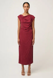 Oncewas II MONIQUE PETITE Draped Neck Dress - ruby