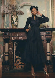 OnceWas II MIRADOR Cotton Silk Maxi Dress - Night Sky