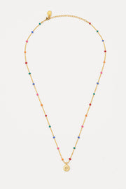 Estella Bartlett II CZ Pendant Rainbow Beaded Necklace