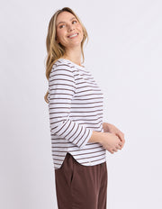 Elm Lifestyle II ELIZA Boat neck tee - choc stripe