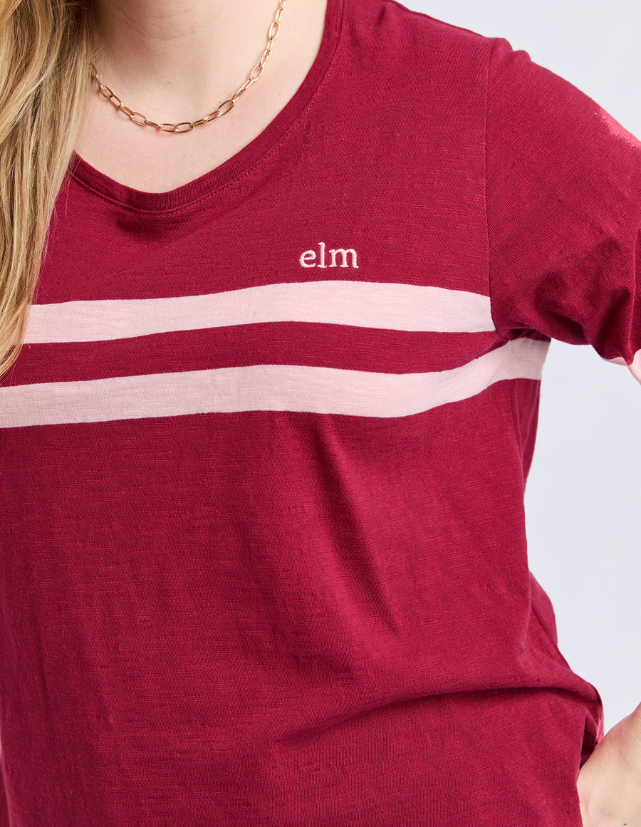 Elm Lifestyle II ADORA Stripe Long Sleeve Tee - maroon