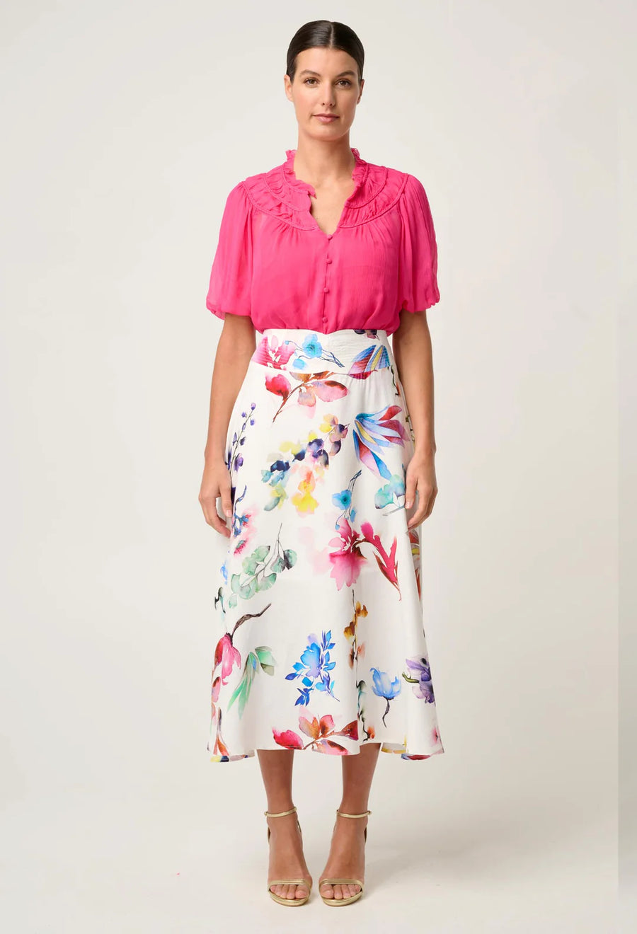 OnceWas IIPANDOREA Dobby Stitch Detail Skirt - plume blossom