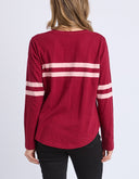Adora Stripe Long Sleeve Tee - Maroon