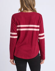 Elm Lifestyle II ADORA Stripe Long Sleeve Tee - maroon