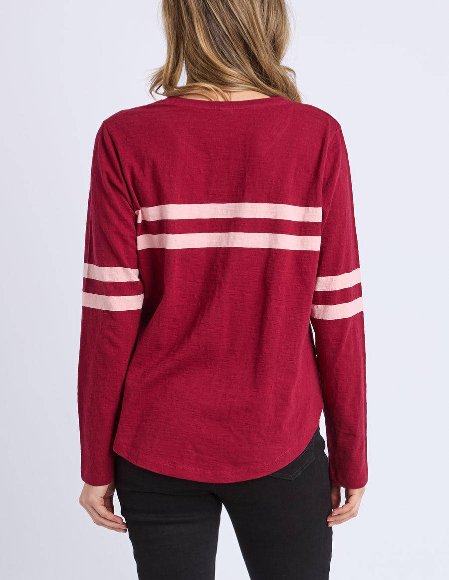 Elm Lifestyle II ADORA Stripe Long Sleeve Tee - maroon
