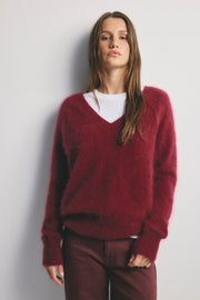 World Of Nomads II OLIVIA Cashmere V-Neck Sweater -Cerise