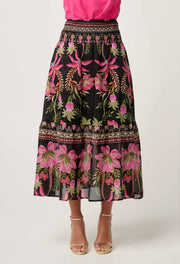 OnceWas II CORDELIA Placement Silk Cotton Skirt - Anthos Lotos